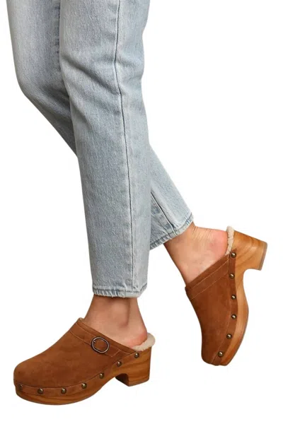 Chinese Laundry Carlie Split Suede Leather Clogs In Brown