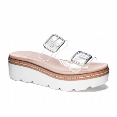 Chinese Laundry Clear Platform Vinyl Sandals In White