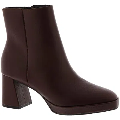 Chinese Laundry Dodger Womens Faux Leather Ankle Booties In Brown