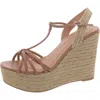 Chinese Laundry Evie Lotto Womens Faux Leather Open Toe Wedge Sandals In Multi