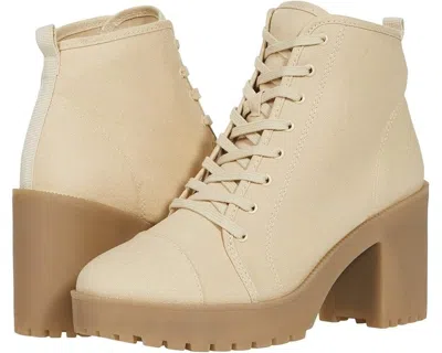 Chinese Laundry Glance Boots Women's Bone Canvas Block Heel Booties Jobb555 In Brown
