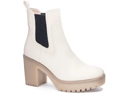 CHINESE LAUNDRY CHINESE LAUNDRY GOOD DAY BOOTIE WOMEN'S WHITE PLATFORM CHELSEA BOOTS JOBB953