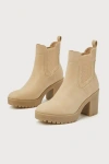 CHINESE LAUNDRY GOOD DAY NATURAL NUBUCK PLATFORM ANKLE BOOTS