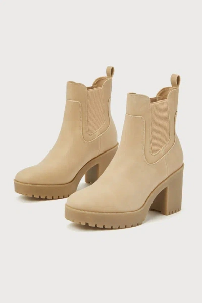 Chinese Laundry Good Day Natural Nubuck Platform Ankle Boots In Beige