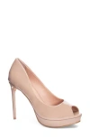 Chinese Laundry Huxley Peep Toe Platform Pump In Nude Patent