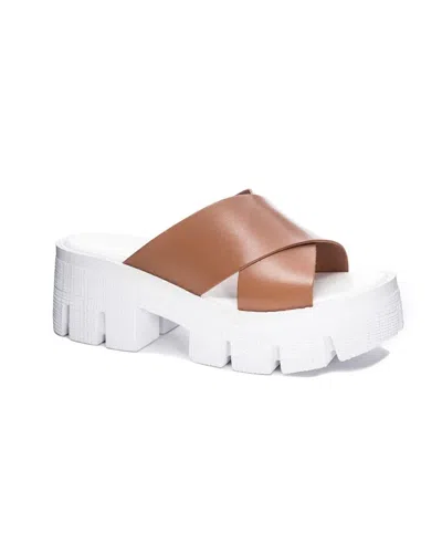 Chinese Laundry Lock Down Women's Brown Leather Platform Sandals Jobb1541
