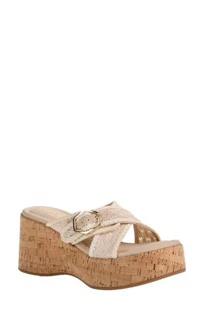 Chinese Laundry Loulou Platform Wedge Slide Sandal In Cream