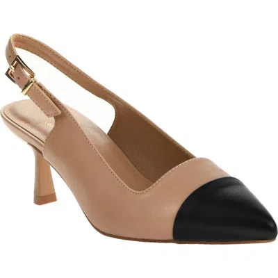Chinese Laundry Mariella Slingback Pointed Cap Toe Pump In Beige/black