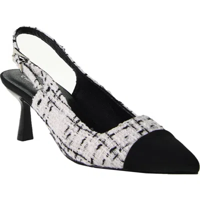 Chinese Laundry Mariella Slingback Pointed Cap Toe Pump In Black/white Multi