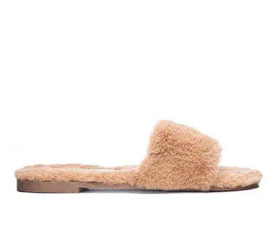 Chinese Laundry Mulholland Women's Slide Tan Faux Fur Slip On Sandals Jobb1972 In Brown