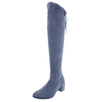 Chinese Laundry Mystical Boots Women's Gunmetal Suede Block Heel Jobb867 In Blue