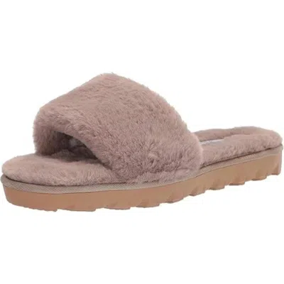 Chinese Laundry Rally Slippers Taupe Faux Fur Slip-on Slide Rhs6962 In Brown