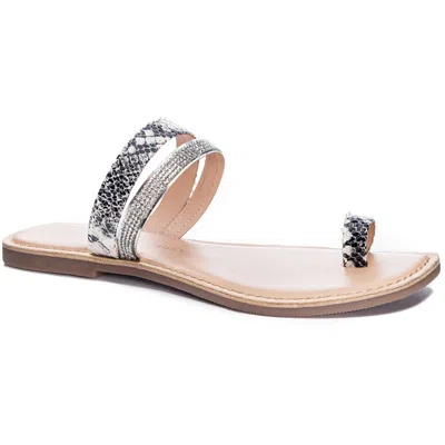 Chinese Laundry Safari Womens Embellished Toe Loop Slide Sandals In Multi