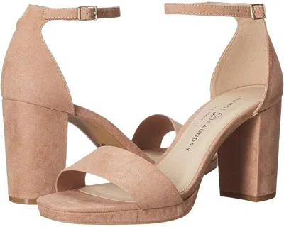 Chinese Laundry Teri Sandals Women Us 10 Dark Nude Ankle Strap Block Heel Khd418 In Beige