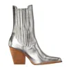 Chinese Laundry Cali Metallic Block Heel Boots In Silver In Animal Print