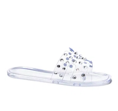 Chinese Laundry Women's Charli Slide Casual Bling Sandal In Clear In White