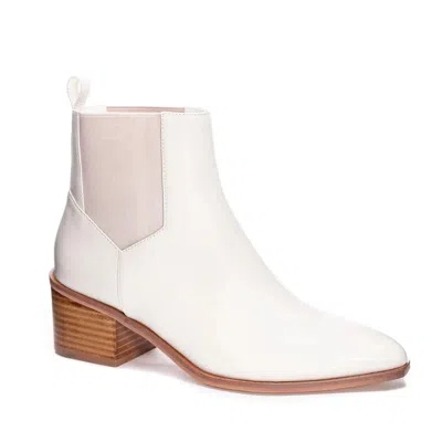 Chinese Laundry Women's  Filip Boots White Leather Pull On Booties Zap1893