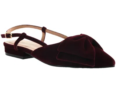 Chinese Laundry Women's Harmony Velvet Ankle Strap Flat In Burgundy