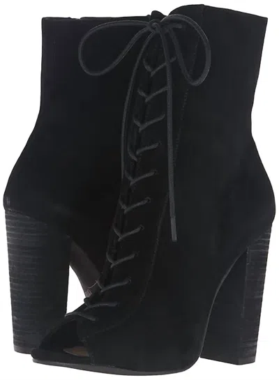 Chinese Laundry Women's Kristin Cavallari Lawless Suede Leather Peep Toe Ankle Booties In Black