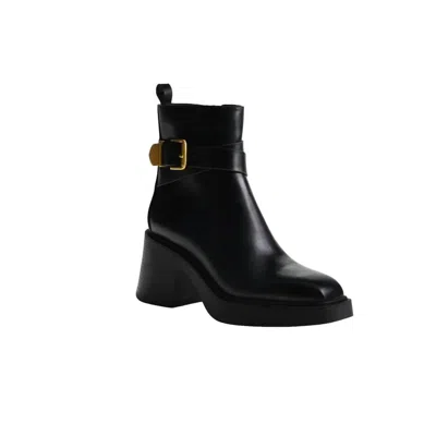 Chinese Laundry Women's Leather With Gold Buckle Ankle Boots In Black