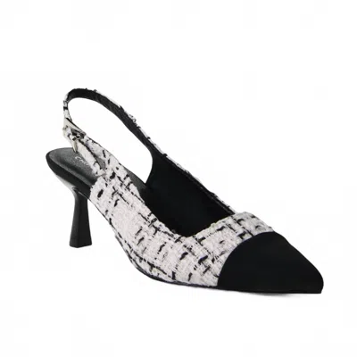 Chinese Laundry Women's Mariella Kitten Heel In Black/white Tweed In Multi
