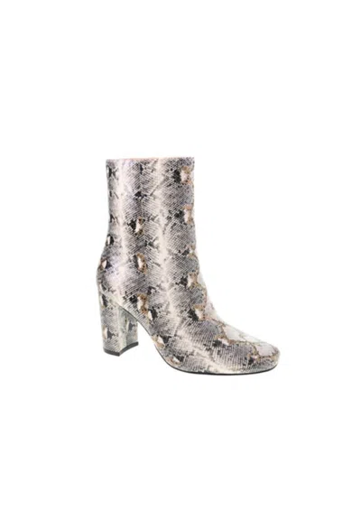 Chinese Laundry Women's Mid Calf Snake Print Boots In Beige In Silver