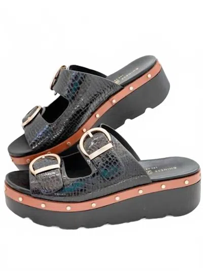 Chinese Laundry Women's Surfs Up Croco Platform Sandal In Black In Grey