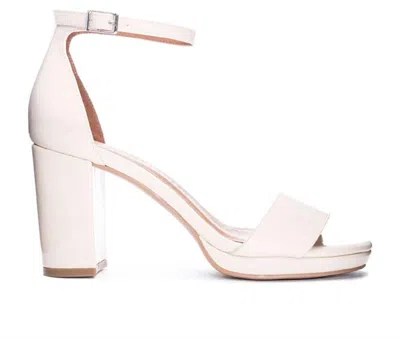 Chinese Laundry Women's Teri Vegan Leather Dress Chunky Heels In Bone In White