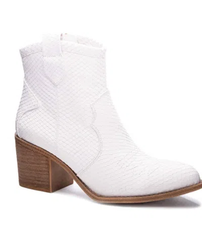 Chinese Laundry Women's Unite Western Bootie In White Snake