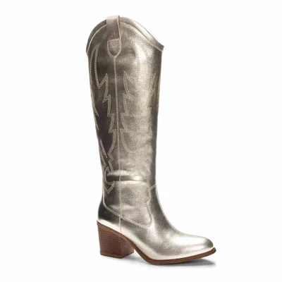 Chinese Laundry Women's Upwind Western Boot In Gold In Silver