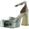 Chinese Laundry Womens Buckle Manmade Platform Heels In Silver