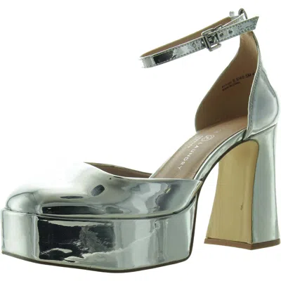 Chinese Laundry Womens Buckle Manmade Platform Heels In Silver
