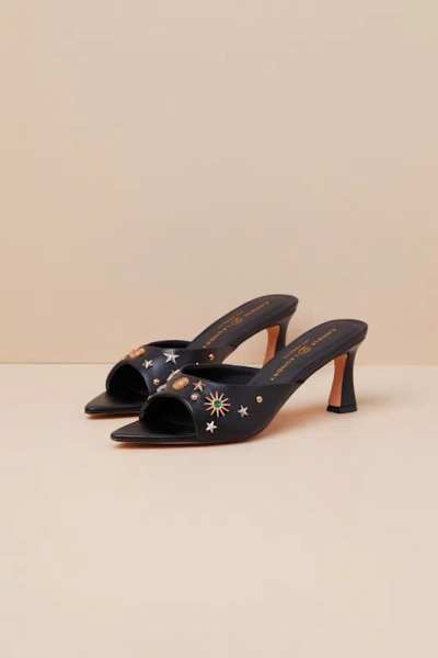 Chinese Laundry Yarah Black Studded High Heel Slide Sandals