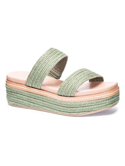 Chinese Laundry Zion Womens Wedge Slip On Espadrilles In Green