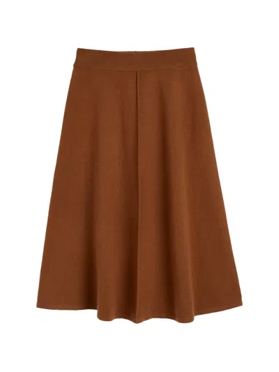 Chinti & Parker A라인 니트 미디 스커트 In Brown