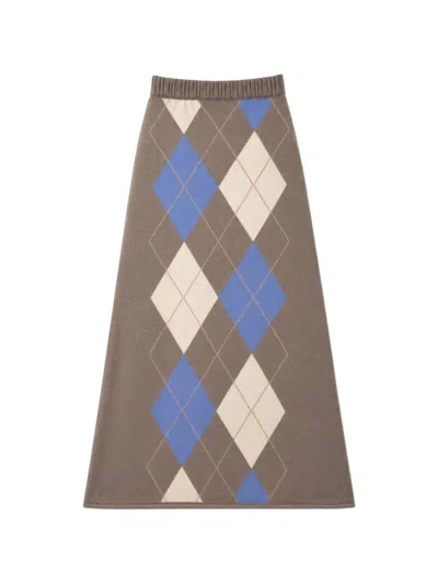 Chinti & Parker Argyle-knit Midi Skirt In Brown