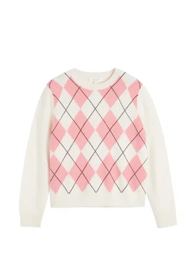 Chinti & Parker Argyle-knit Sweater In White