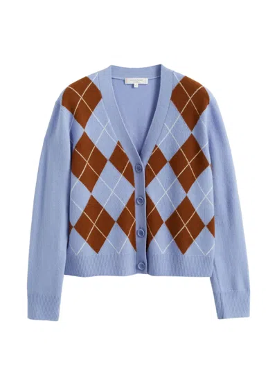 Chinti & Parker Argyle-pattern Button-up Cardigan In Blue