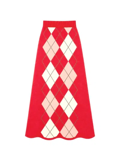 Chinti & Parker Argyle-pattern Midi Skirt In Red