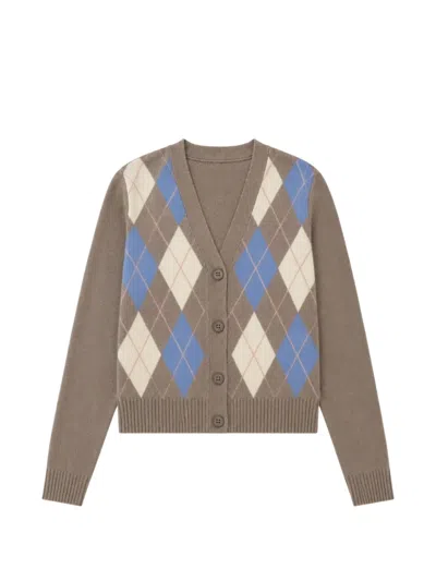 Chinti & Parker Argyle-pattern V-neck Cardigan In Brown