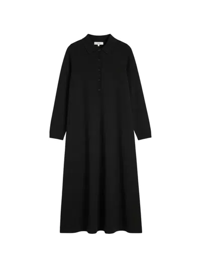 Chinti & Parker Basics A-line Polo-neck Maxi Dress In Black