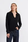 Chinti & Parker Pure Cashmere Summer Collared Sweater In Black