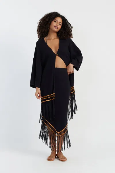CHINTI & PARKER BLACK LAURA WHITMORE BEADED KAFTAN