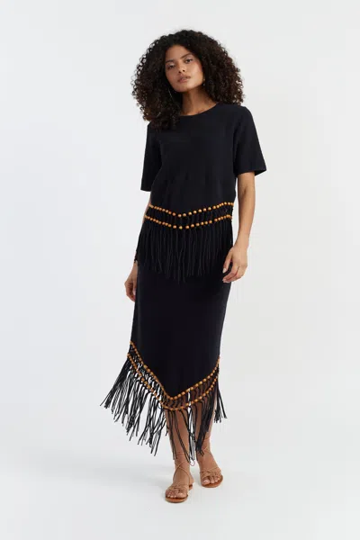 CHINTI & PARKER BLACK LAURA WHITMORE BEADED TOP