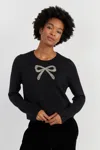 Chinti & Parker Black Laura Whitmore Embellished Bow Sweater In Black