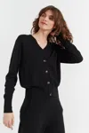 Chinti & Parker Pure Merino Ultra Fine V-neck Knit Cardigan In Black