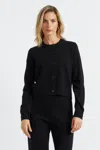 Chinti & Parker Black Wool-cashmere Crew Neck Cardigan