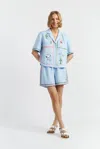 Chinti & Parker Linen-cotton Peanuts Vacation Shorts In Blue