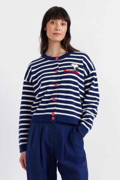 Chinti & Parker Blue Merino Snoopy Milano Cardigan