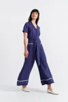 Chinti & Parker Blue Tencel-linen La Mer Jumpsuit